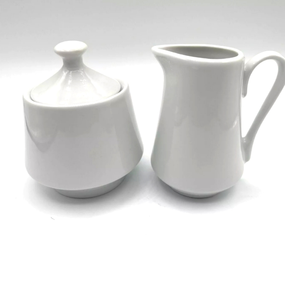 White Ceramic Creamer and Sugar Set